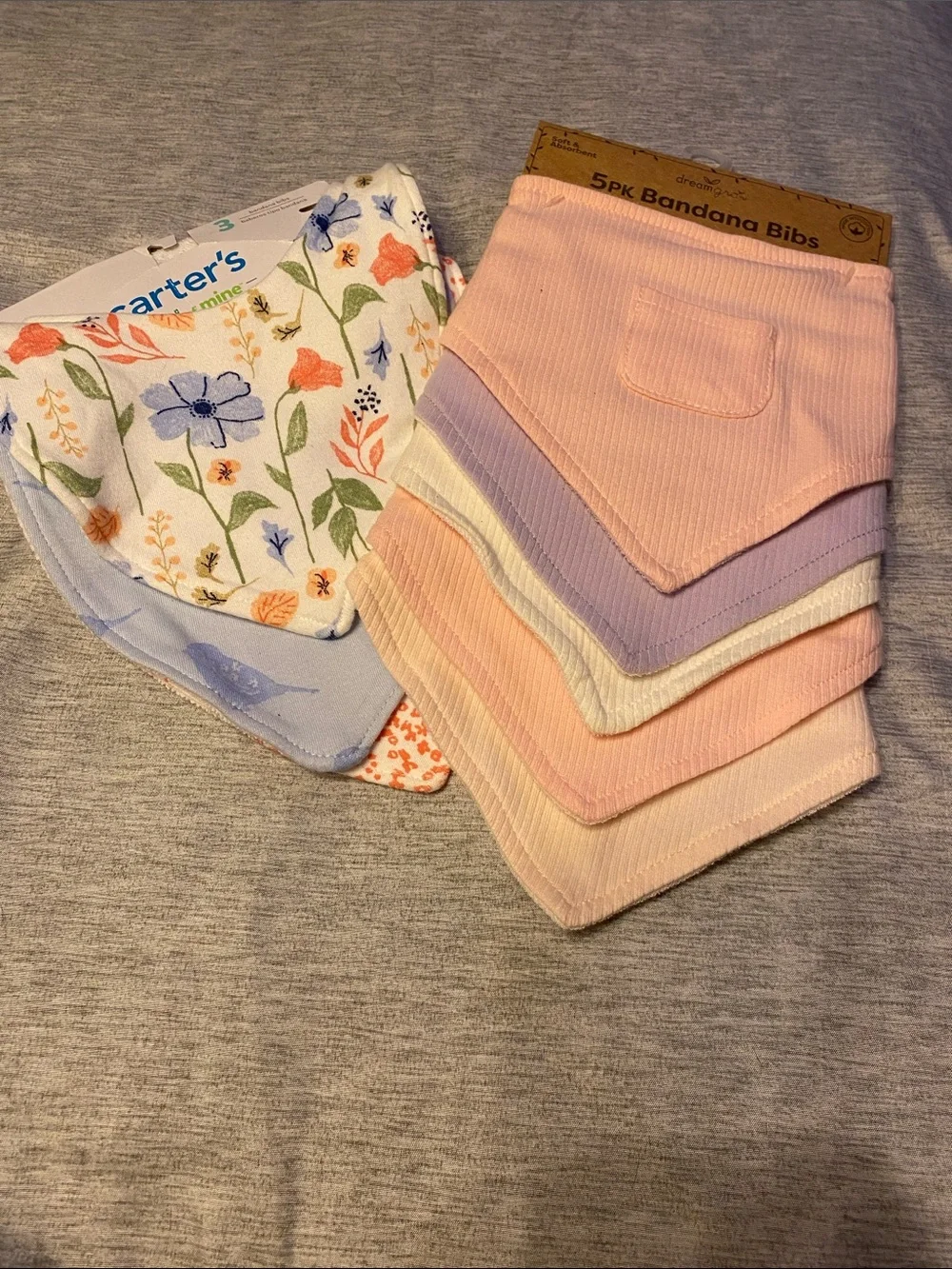 Carter's Child of Mine & Dreamgrow Baby Girl Bibs LOT NWT